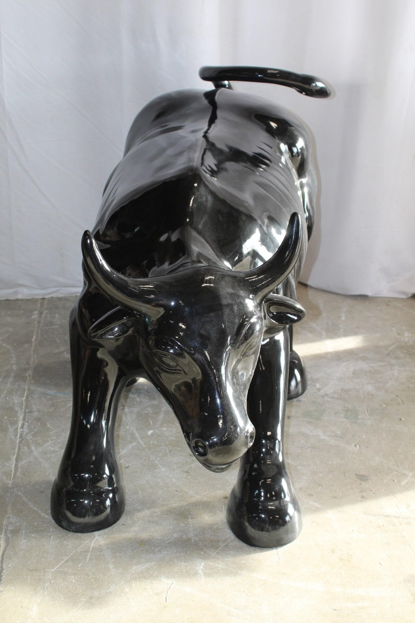 Iconic Giant Fiberglass Black Color Wall Street Bull 57" x 28" x 33"H
