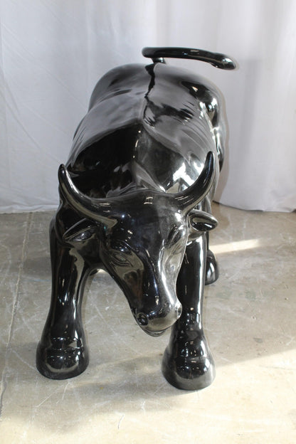 Iconic Giant Fiberglass Black Color Wall Street Bull 57" x 28" x 33"H