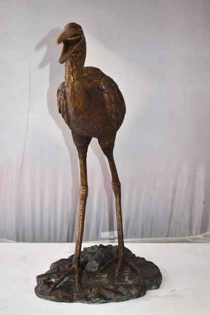 Great Blue Heron Brown Patina Bronze Statue Size: 25" x 15" x 25"H