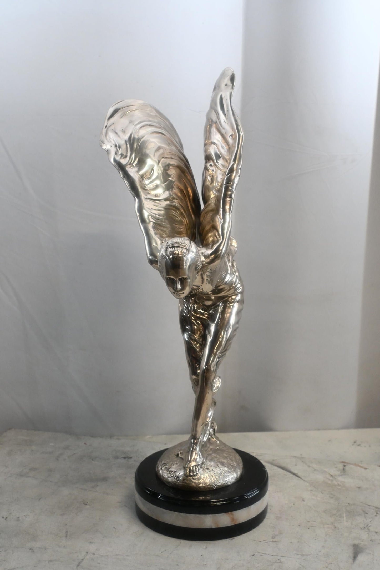 Spirit of Ecstasy Silver Bronze Sculpture Rolls Royce 10"x15"x24"H