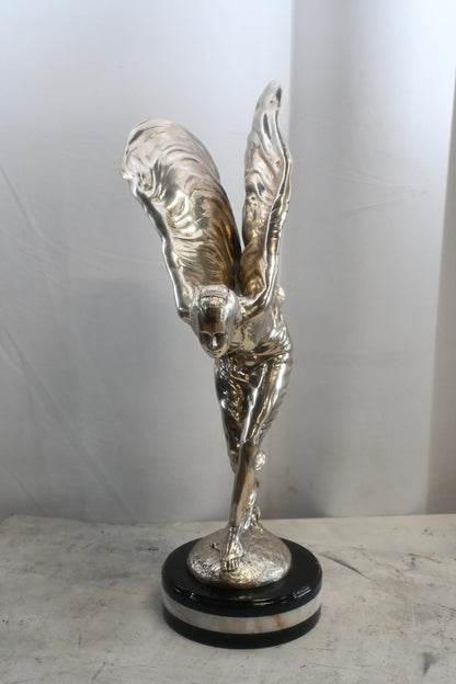Spirit of Ecstasy Silver Bronze Sculpture Rolls Royce 10"x15"x24"H