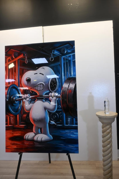 Snoopy Weightlifting Gym Pop Art Resin Canvas 40"x60"