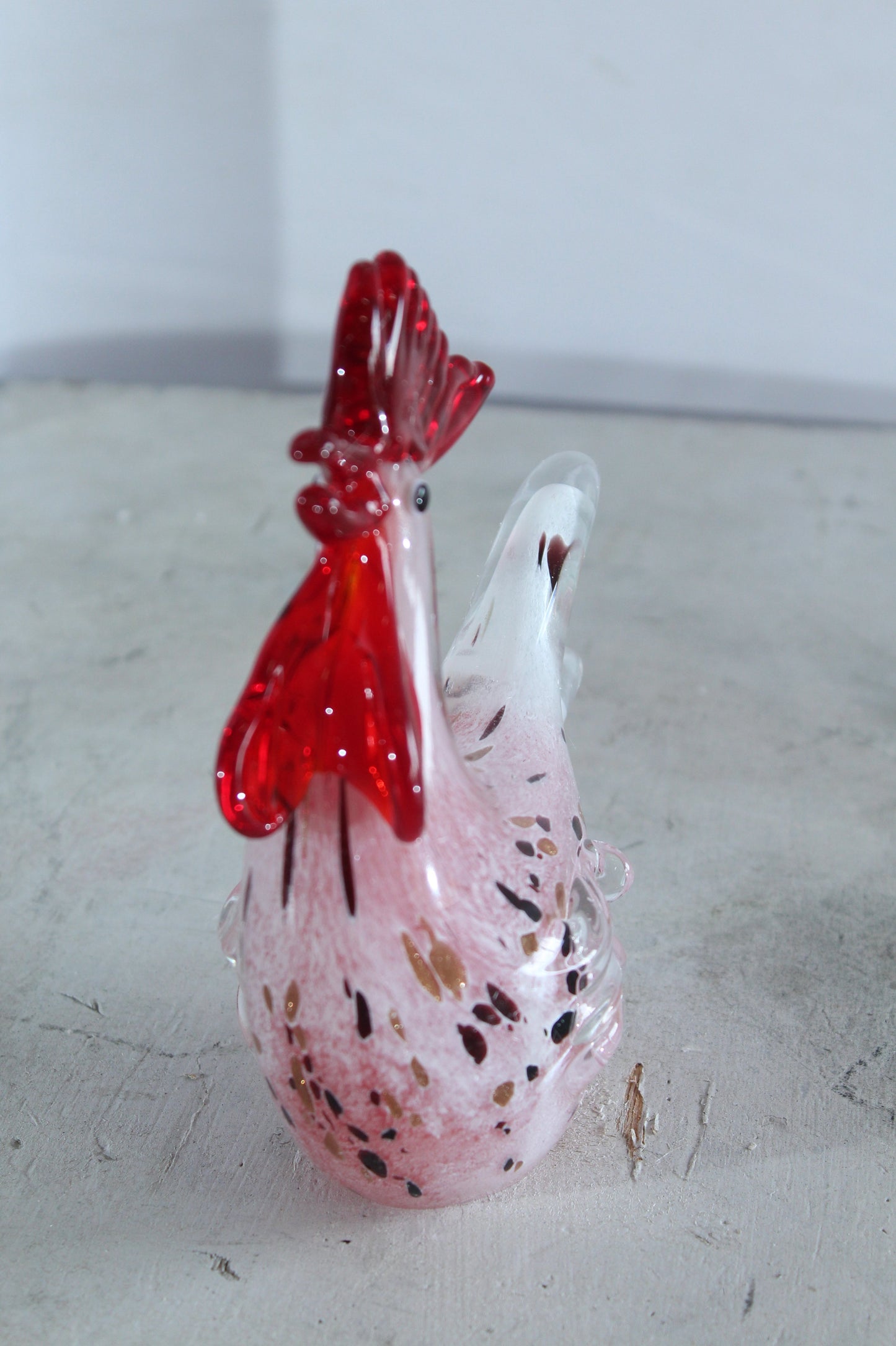 NIFAO Glass Rooster Figurine Hand Blown Art Glass Tabletop Decor 8" x 4" x 8"H