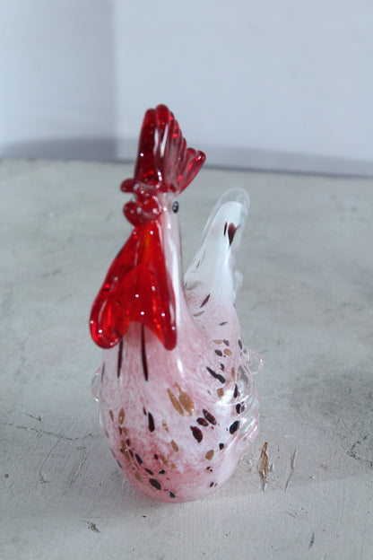 NIFAO Glass Rooster Figurine Hand Blown Art Glass Tabletop Decor 8" x 4" x 8"H