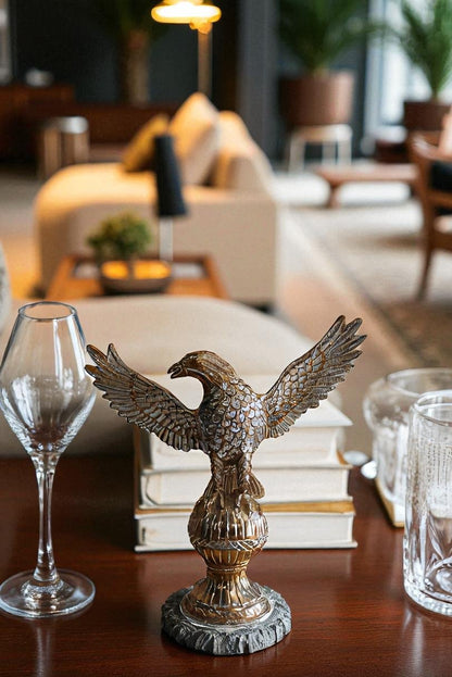 Golden Touched Aluminum Eagle Statue Majestic Home Accent 18" x 7" x 19"H