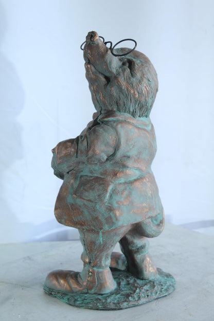 NIFAO Resin Mole Statue with Glasses Bronze Look Green Patina 8" x 7" x 22"H