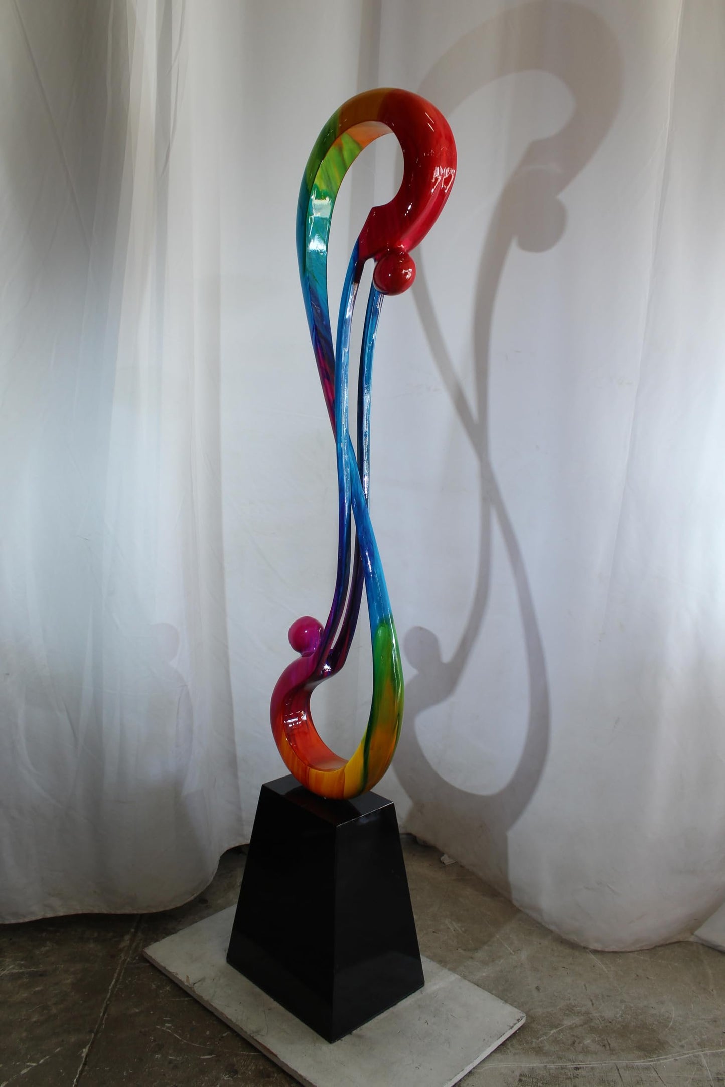 NIFAO Large Rainbow Infinity Love Sculpture by Liliana Mendez Bronze 16"x12"x80"H