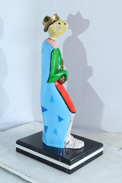 NIFAO Picasso Style Bronze Musician Statue Colorful Turtle Guitarist 13" x 10" x 26"H