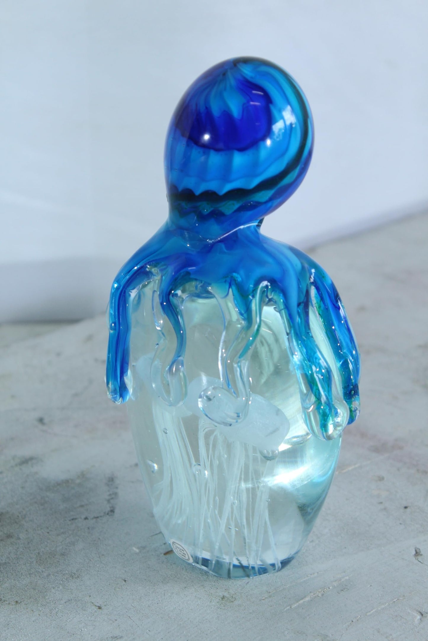 NIFAO Glass Octopus Paperweight Hand Blown Ocean Art Decor 5" x 3" x 9"H