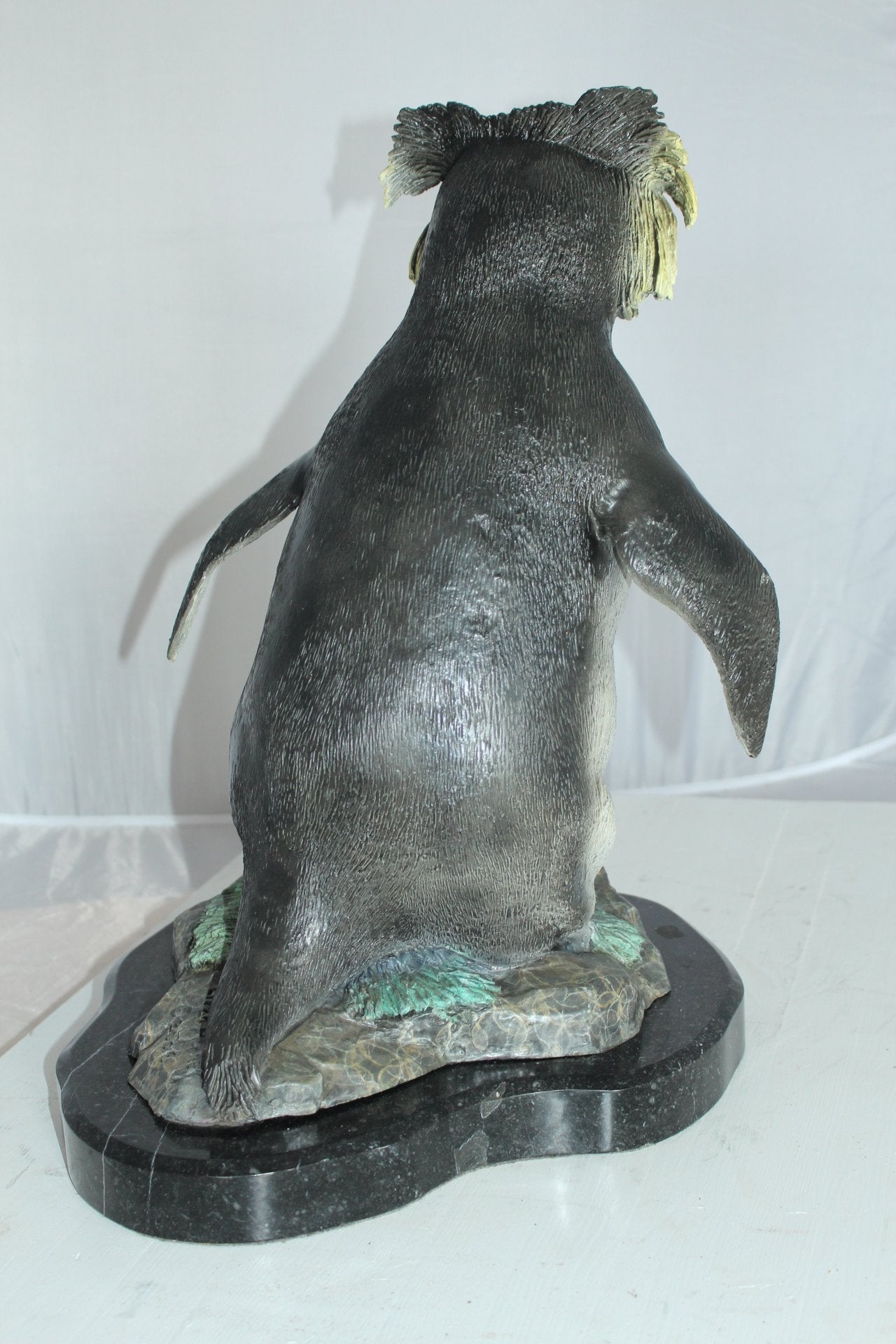 Rockhopper Penguin Bronze Statue 20 Inch on Marble Base 16"x15"x20"H