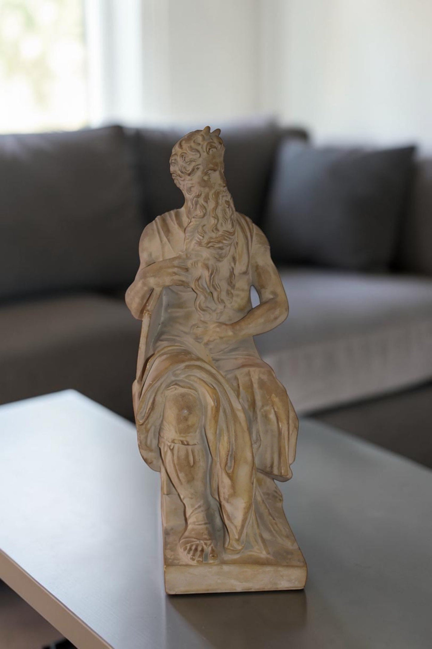 Replica of Michelangelo plaster cast Statue of Moses Size: 9" x 10" x 21"H