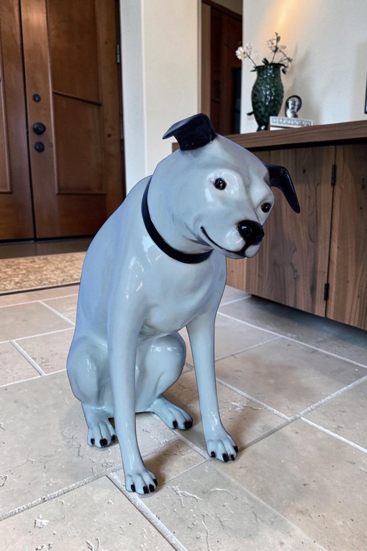 Jack Russel Terrier dog bronze statue -  Size: 25"L x 11"W x 26"H.