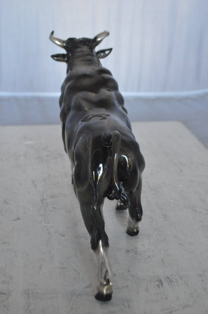 Trotting Bull Bronze Statue -  Size: 13"L x 3"W x 10"H
