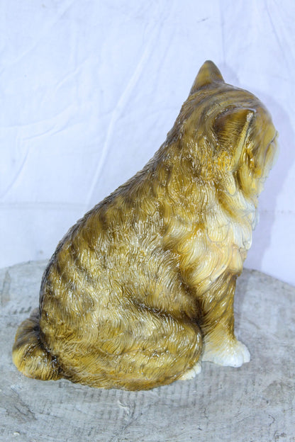 Colored Cat Sitting Bronze Statue, Charming for Cat Lovers 12" x 10" x 14"H