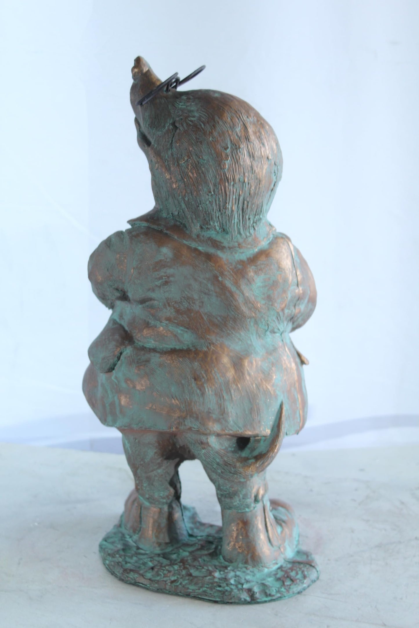 NIFAO Resin Mole Statue with Glasses Bronze Look Green Patina 8" x 7" x 22"H