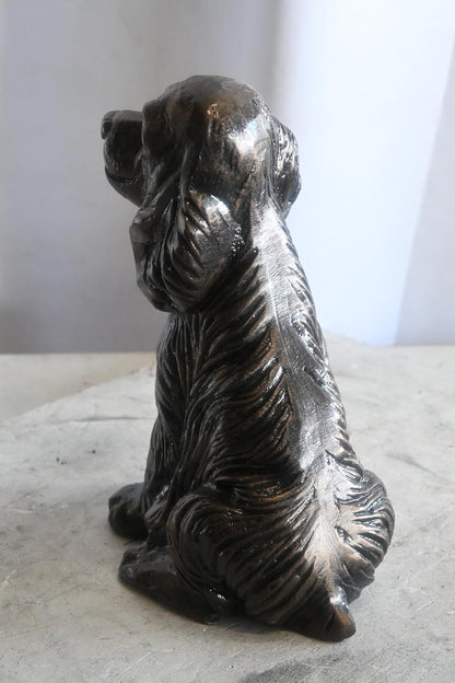 Classic Sitting Cocker Spaniel Handcrafted Aluminum Statue 9"x7"x14"H