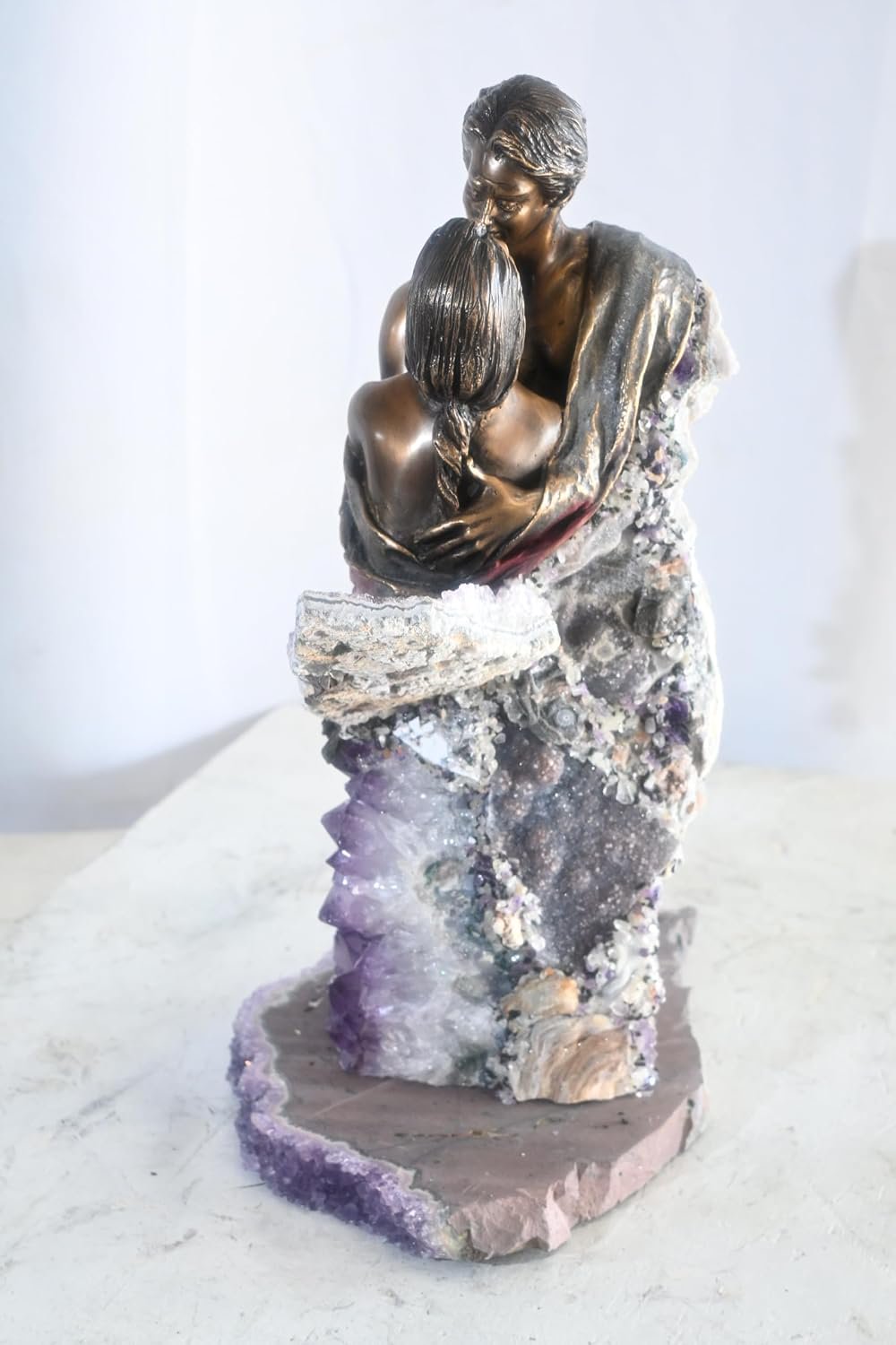 Manel Vidal The Kiss Bronze Couple Quartz Amethyst Ebano 11"x11"x18"H