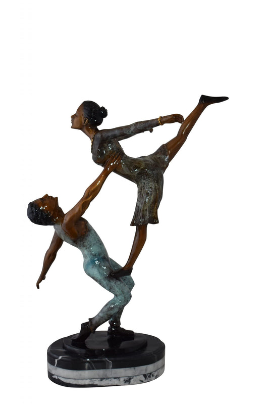 Ballerina Man and Woman Dancing in Action Bronze Statue Size: 23" x 13" x 25"H