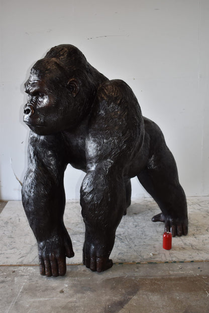 Giant King Kong Gorilla Looking Around Bronze Statue Size: 58" x 38" x 60"H