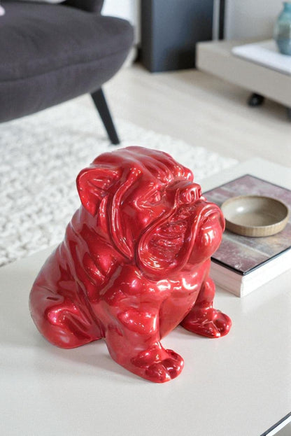 Adorable Red Resin, Fiberglass Statue of a bulldog figurine 19" x 15" x 16"H