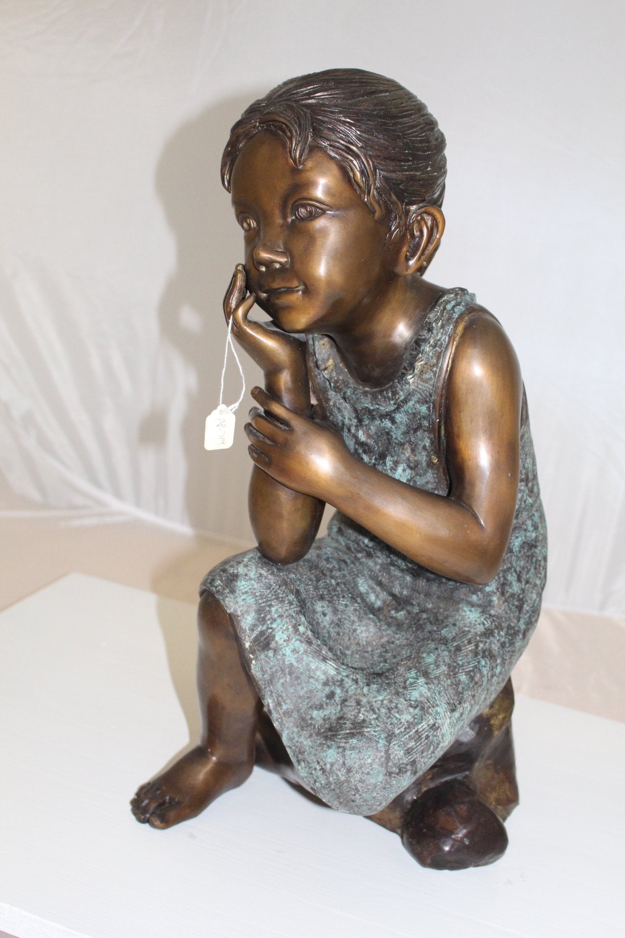 Girl in the sun - Sunny day Bronze Statue Size: 10"L x 11"W x 21"H