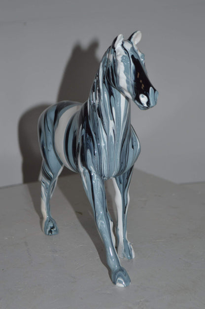 Modern Art Multi Color Horse Resin Statue - Size: 4"L x 13"W x 11"H.