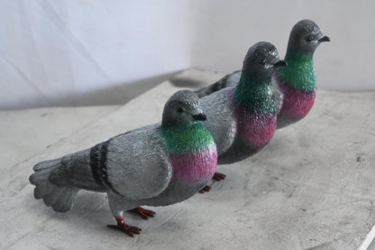 Three Pigeons Bronze Lifesize Sculpture Set 14"x12"x8"H