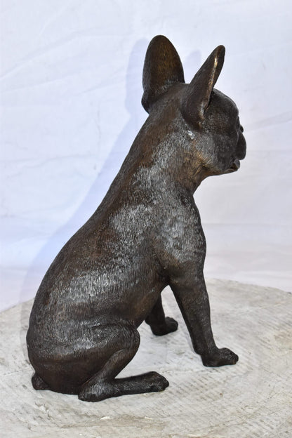 Boston Terrier Dog Happily Sitting Bronze Statue Size: 7" x 13" x 17"H