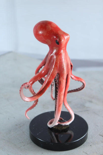NIFAO Bronze Octopus Statue on Marble Base Coastal Tabletop Decor 6" x 5" x 11"H