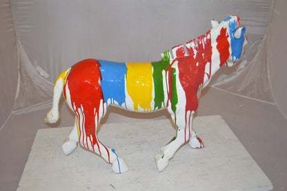 Modern Art Colored Zebra Resin Statue -  Size: 29"L x 12"W x 22"H.