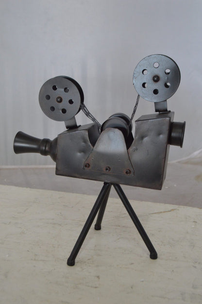Movie Reel Abstract Metal Statue on tripod -  Size: 12"L x 6"W x 15"H.