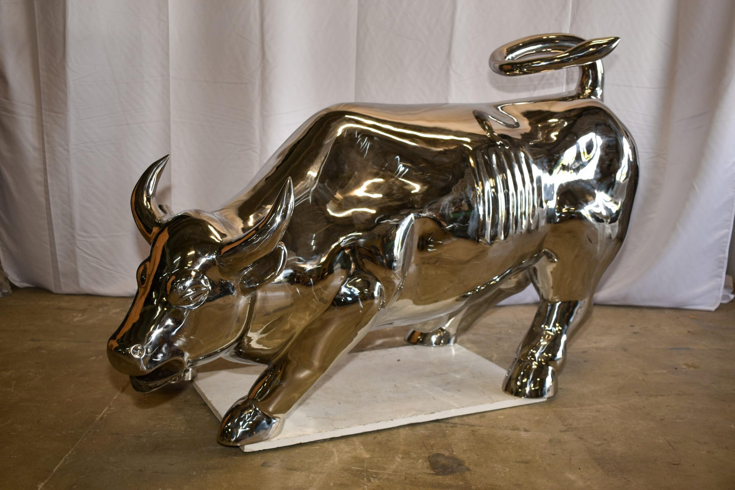 Large Wall Street Bull Made of Stainless Steel 60" x 30" x 37"H