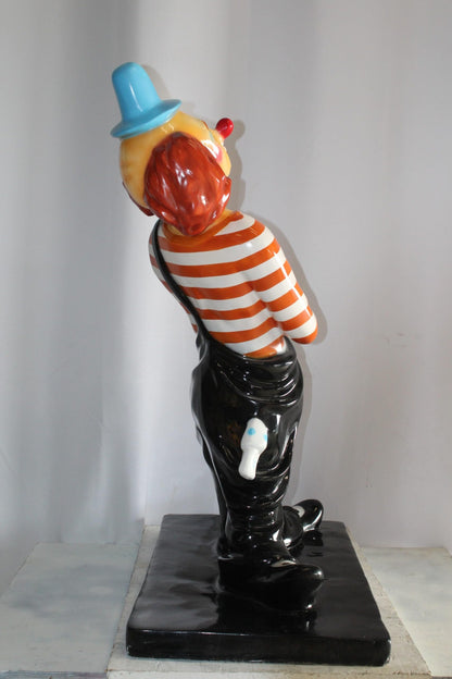 Colorful Fiberglass Clown Fiberglass Statue, Striped Shirt 27" x 17" x 39"H