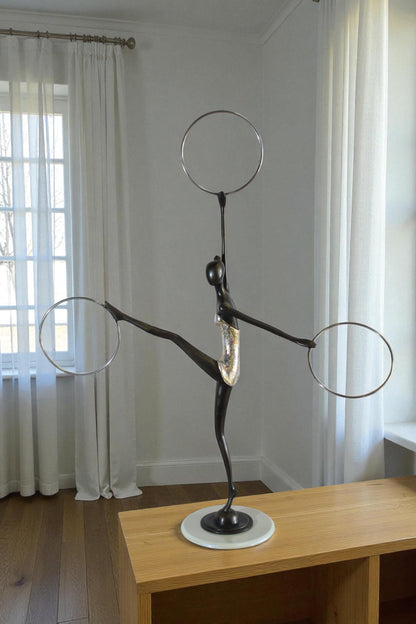 NIFAO Bronze Sculpture Lady Dancer by Liliana Mendez Art Statue 26"x8"x33"H