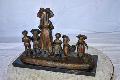 Pre School-Gathering in Vineyard Grapes Bronze Statue Size: 19" x 8" x 14"H