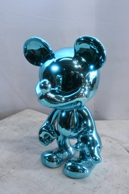 Turquoise Blue Mouse Cartoon Character Resin Sculpture 12"x9"x16"H