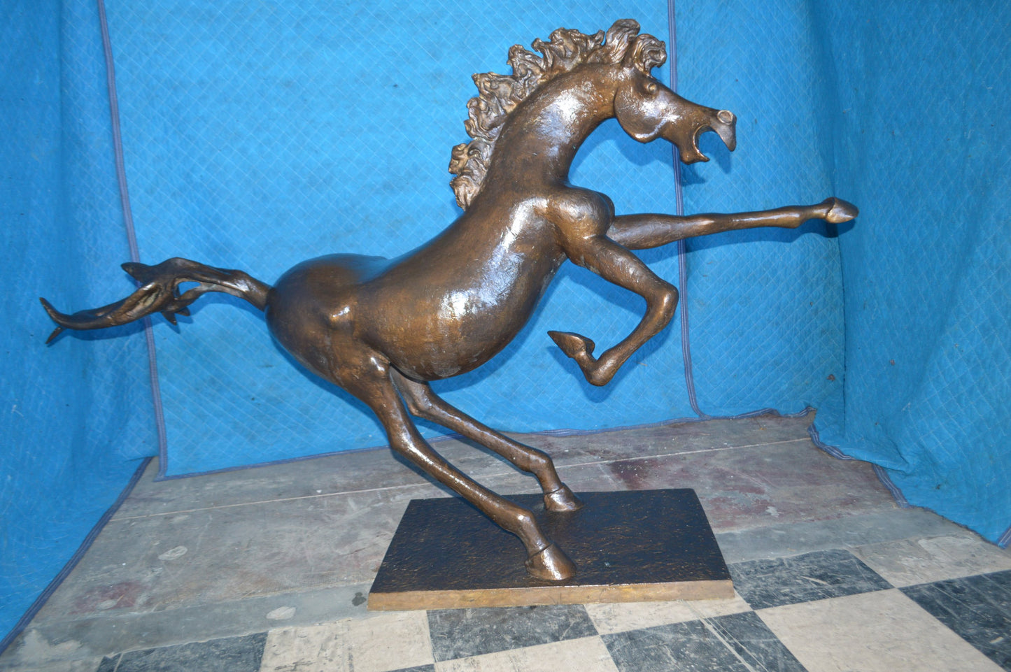 Original 2 of 9 Horse Statue by Attilio de Luca -  Size: 68"L x 19"W x 58"H