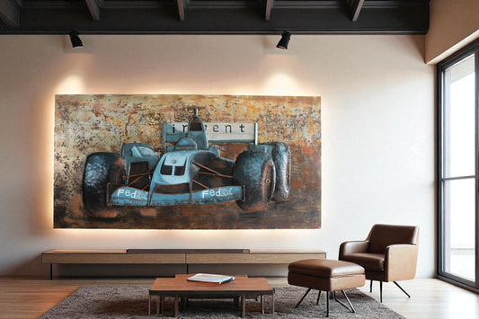 NIFAO 3D Formula 1 Racing Car Wall Art FedEx Early 2000s Inspired 79" x 2" x 40"H