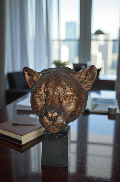 Nifao Majestic Lions on Marble Base Bronze Statue – Lost Wax Cast, Patina Finish - Timeless Symbol of Strength and Prestige for Indoor or Outdoor Display 10" L x 7" W x 14" H.