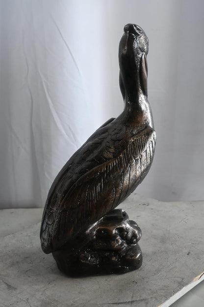 Classic Pelican on Rock Perch Handcrafted Aluminum Decor 13"x7"x28"H