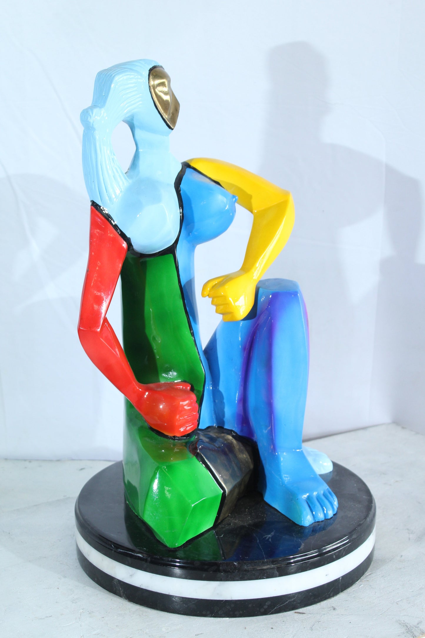 NIFAO Picasso Style Bronze Woman Statue Colorful Abstract Modern Art 14" x 14" x 23"H
