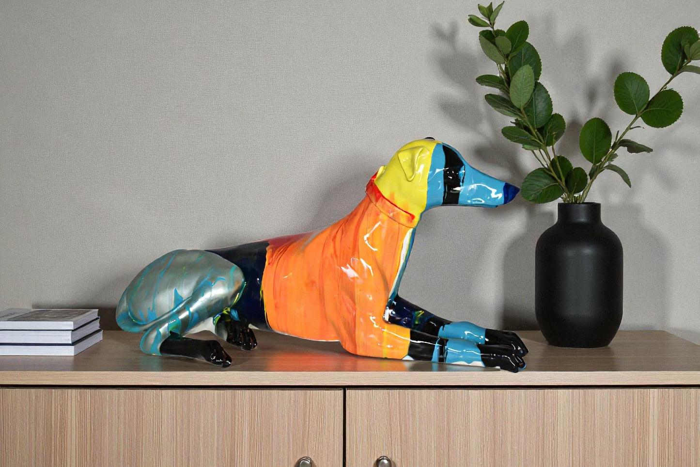 Modern Looking Greyhound Dog Statue Made of Resin Size: 19" x 9" x 12"H