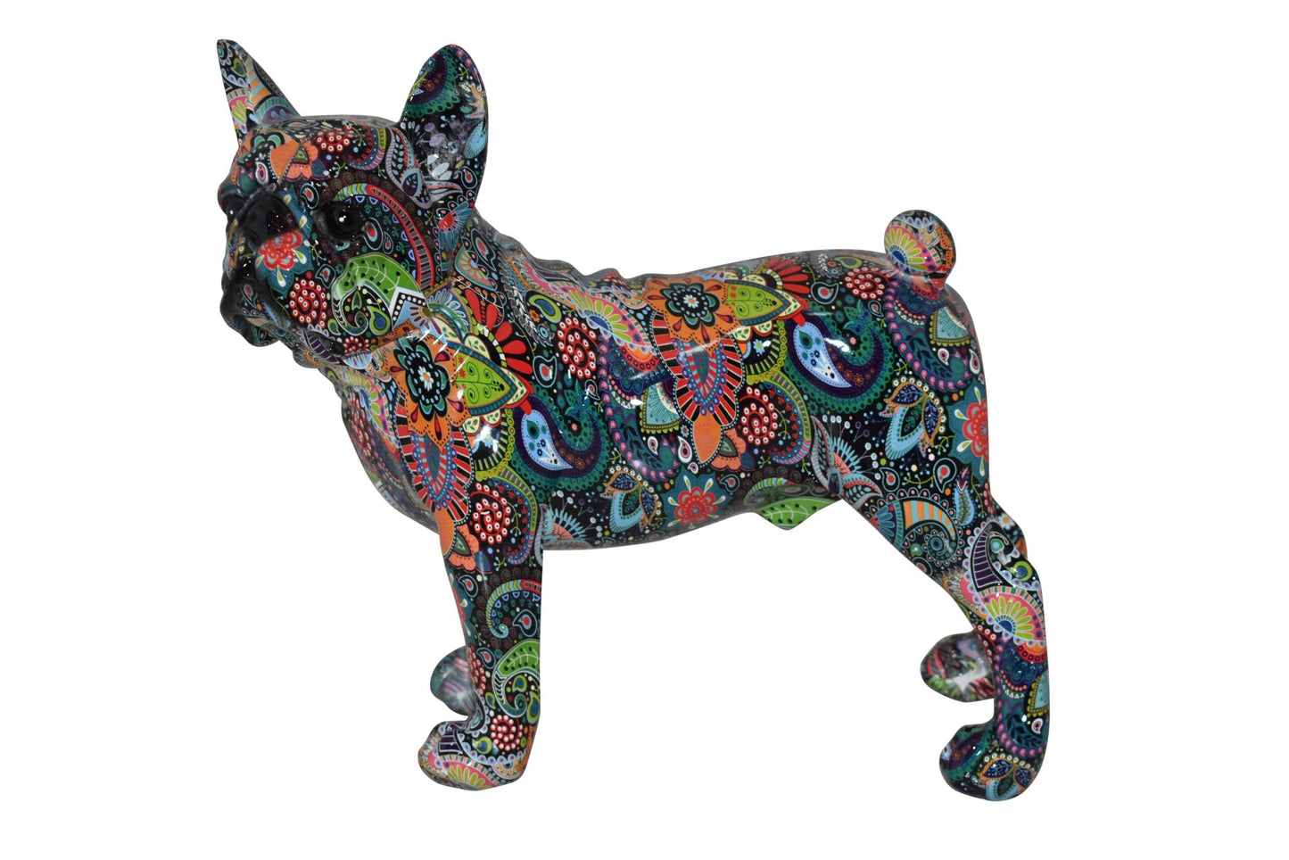 Multicolor Abstract Pug Resin Statue Size: 13" x 5" x 11"H