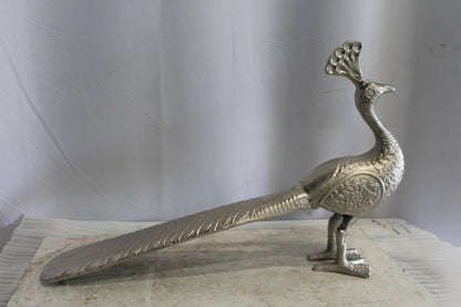 Elegant Aluminum Peacock Statue, Graceful Home Decor 33" x 7" x 20"H