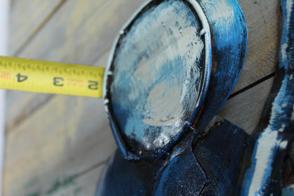 NIFAO 1930s Ford Coupe Inspired Blue Car 3D Metal Wall Art on Wood 79" x 2" x 40"H