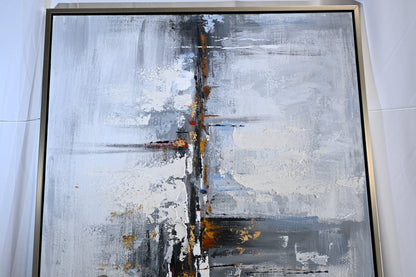 Paris Abstract Gray Gold Canvas Wall Art Framed Painting 61"x41"
