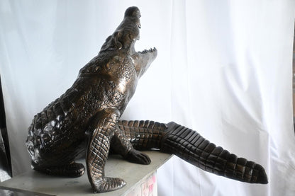 Life Size Giant Rearing Alligator Aluminum Garden Statue 54"x40"x42"H
