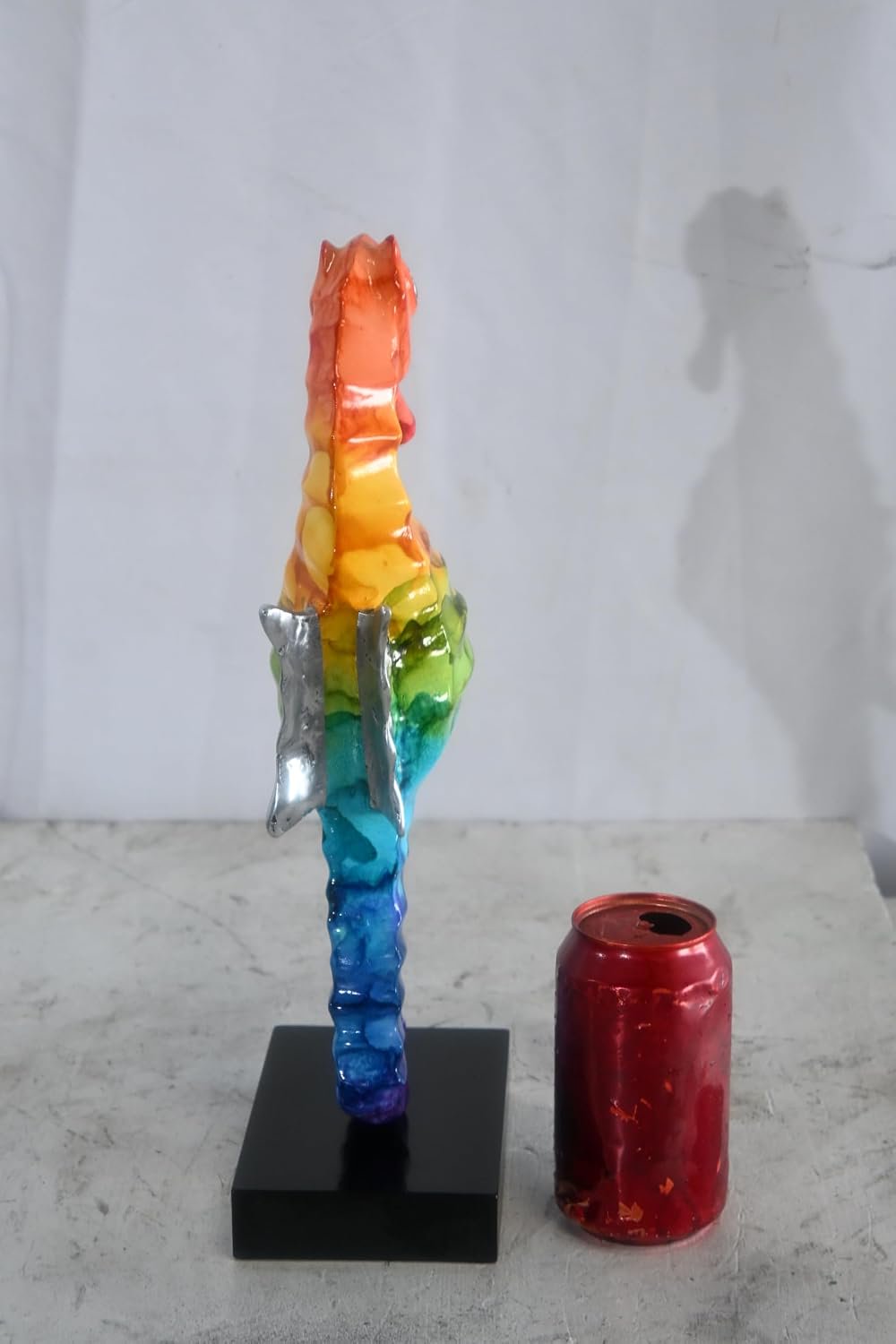 Rainbow Seahorse Figurine on Base Painted Aluminum Decor 6"x4"x15"H