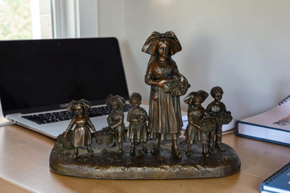 Pre School-Gathering in Vineyard Grapes Bronze Statue Size: 19" x 8" x 14"H