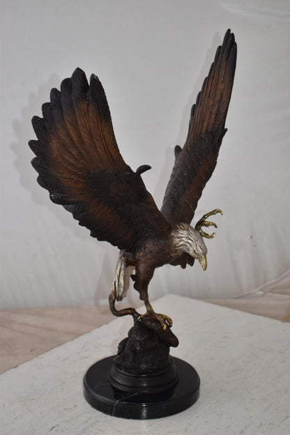Eagle In Action Trying to Catch His Prey Bronze Statue Size: 17" x 10" x 23"H